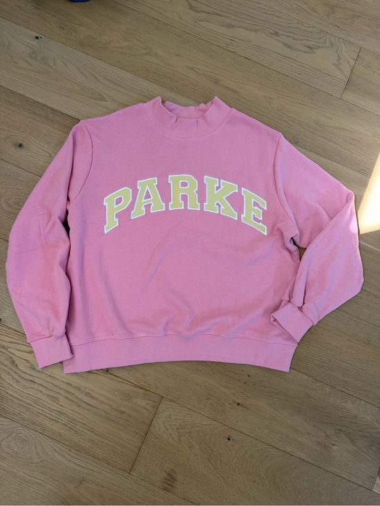 Parke Tops - Parke Varsity Mockneck Pink Sweatshirt with Yellow Branding 💖 NWT + AUTHENTIC